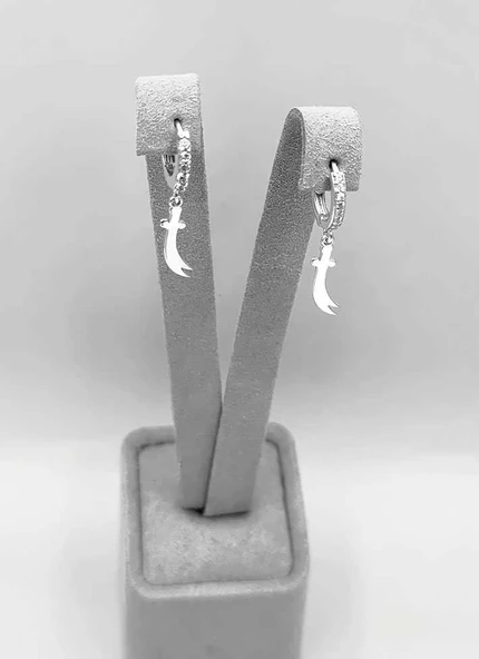 Zülfikar Taşlı Gümüş Küpe - Gümüş - Resim 3