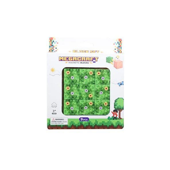 Megacraft Manyetik Bloklar Çiçekli Çim Desenli Blok 9 Parça MC1400 ürün görseli