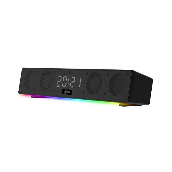 Lenovo Lecoo DS103 Kablosuz Bluetooth 10W RGB Saat/Alarm Stereo Soundbar Hoparlör Siyah - Resim 5