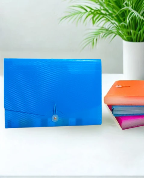 Körüklü Dosya 13 Bölümlü Cepli - Mavi