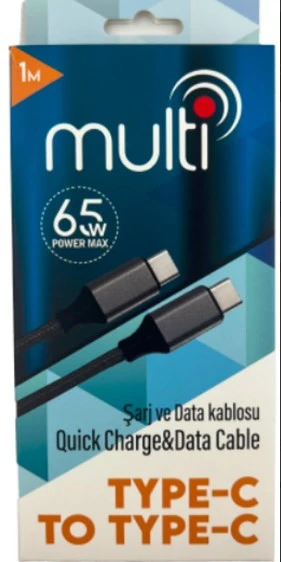 MULTİ MT-2065 Type C to Type C 1 Metre, 65W ürün görseli