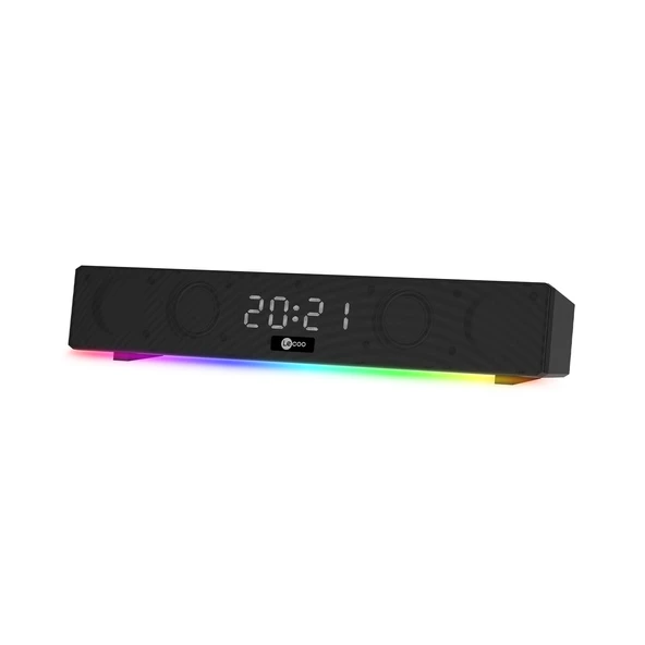 Lenovo Lecoo DS103 Kablosuz Bluetooth 10W RGB Saat/Alarm Stereo Soundbar Hoparlör Siyah ürün görseli 1