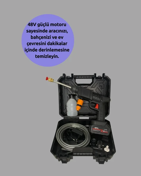 Yüksek Basınçlı Şarjlı Yıkama Tabancası Su Tabancası Hortumlu - Resim 2