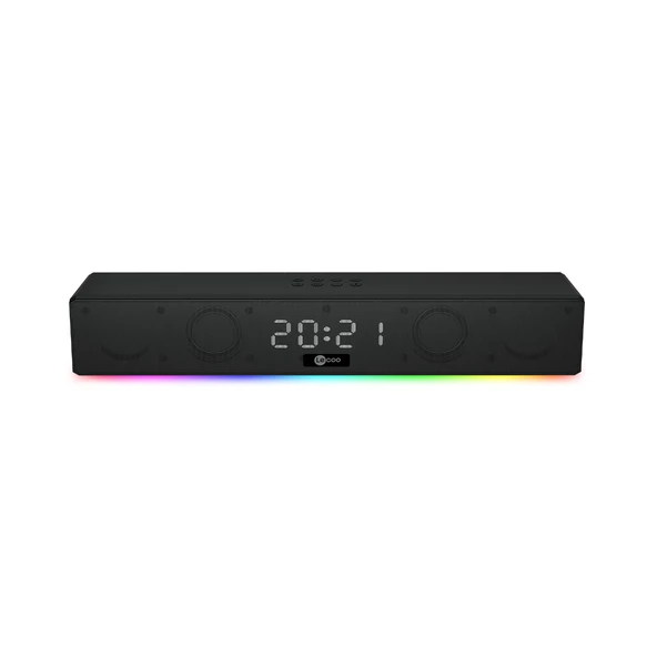 Lenovo Lecoo DS103 Kablosuz Bluetooth 10W RGB Saat/Alarm Stereo Soundbar Hoparlör Siyah - Resim 3