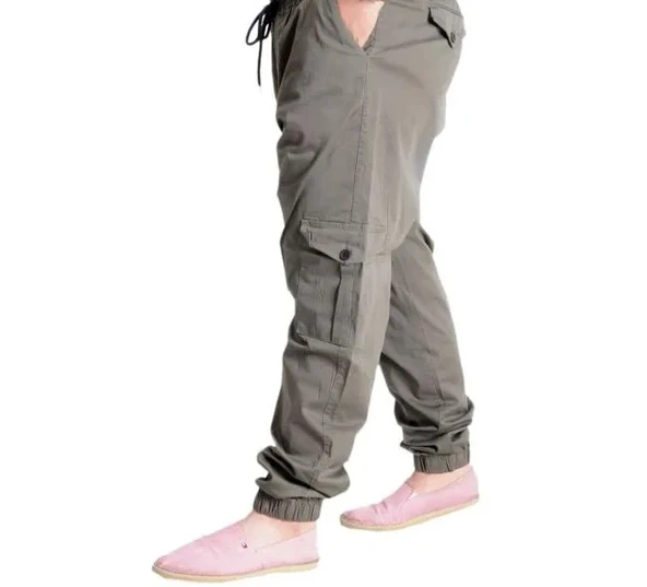 Büyük Beden Erkek Keten Kargo Jogger Valencia 21911 Haki - 3