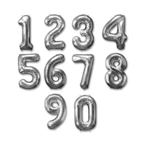 Gümüş Rengi Folyo Rakam Balon 1 Metre - Resim 4