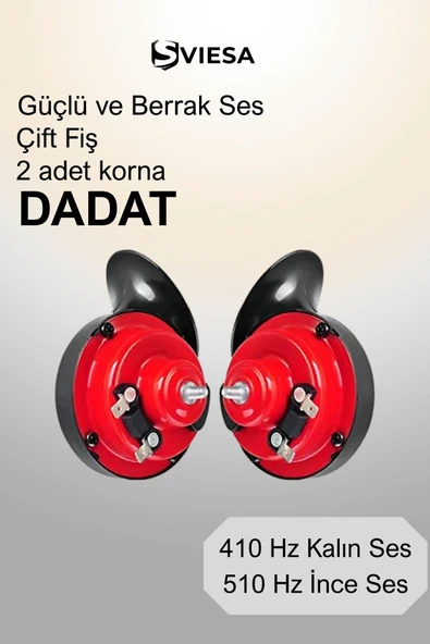 Dadat Korna Çift Fişli 12 Volt  Uyumlu  Ikili Takım  Korna - 1