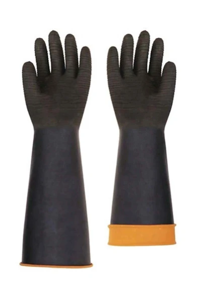 H2-45 Asit Eldiveni Siyah 45cm Avuçiçi Tırtıklı ürün görseli 1