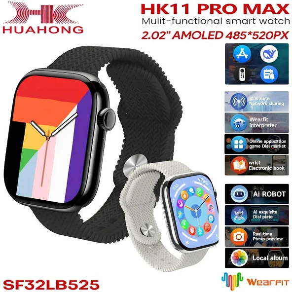 HK11 Pro Max Orıjınal Yeni Seri Amoled Ekran Akıllı Saat Çift Kordonlu - 4