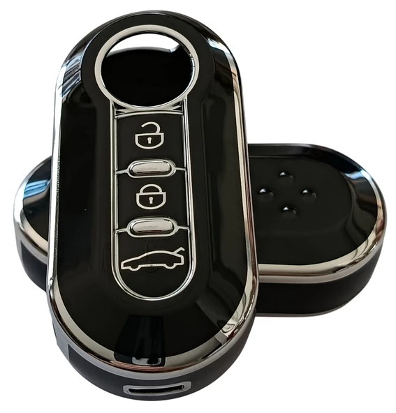 Doblo Ducato Boxer Jumper Uyumlu Kumanda Anahtar Kılıfı Oto Anahtarlık Siyah Silver ürün görseli 1
