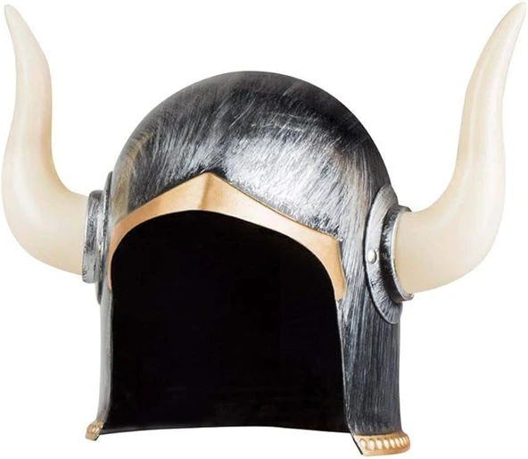 Mega Boynuzlu Viking Ivar Kaskı Eskitilmiş Desen Gümüş Renk ürün görseli