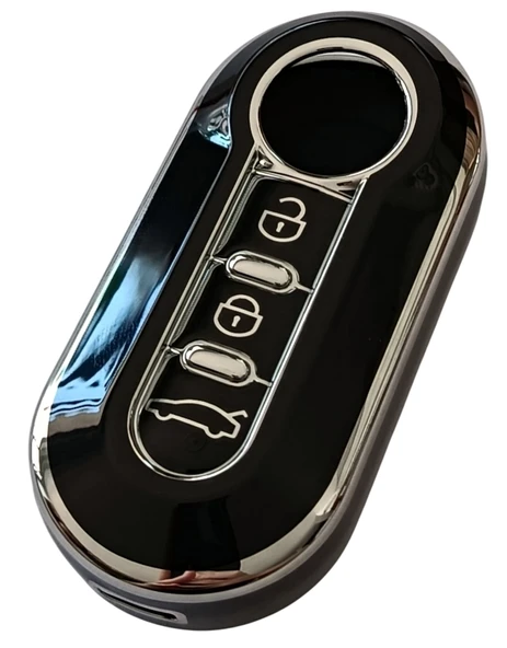 Doblo Ducato Boxer Jumper Uyumlu Kumanda Anahtar Kılıfı Oto Anahtarlık Siyah Silver - Resim 3