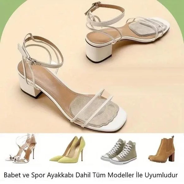 3B Trend Krem Sünger Ayakkabı Padi Metatarsal Yüksek Topuklu Ayakkabı Spor Babet Koku Yapmaz Ped - 3