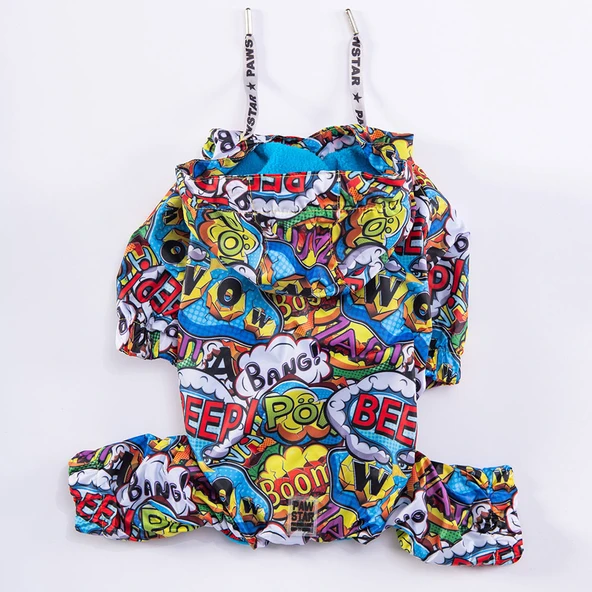 Pawstar PopArt Polarlı Su Geçirmez Orta-Büyük Irk Köpek Yağmurluk Tulum - 4