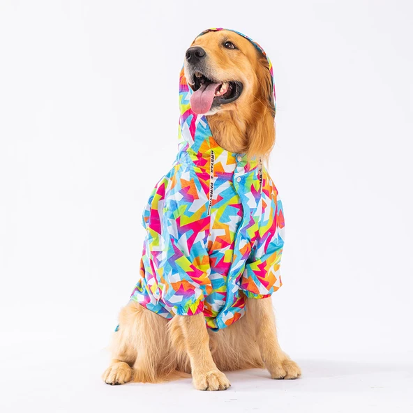 Pawstar Mosaic Polarlı Su Geçirmez Orta-Büyük Irk Köpek Yağmurluğu - Resim 2