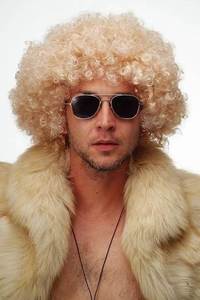 Altın Renk Kıvırcık Afro Parti Peruğu - Resim 2