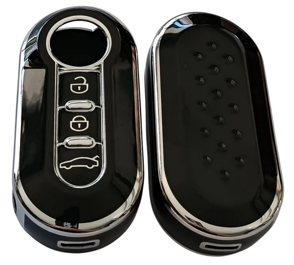 Doblo Ducato Boxer Jumper Uyumlu Kumanda Anahtar Kılıfı Oto Anahtarlık Siyah Silver - Resim 2