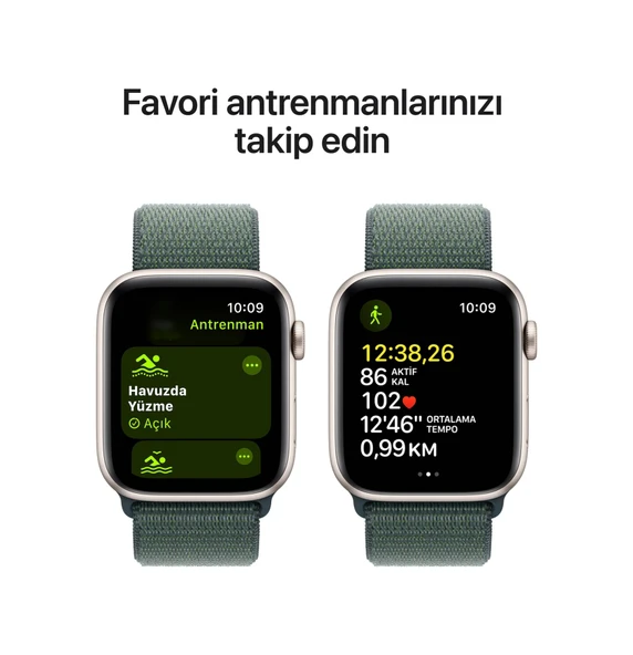 Apple Watch SE GPS 40 MM Alüminyum Kasa Spor Loop Akıllı Saat (Apple Türkiye Garantili) Yıldız Işığı - Göl Yeşili - 6