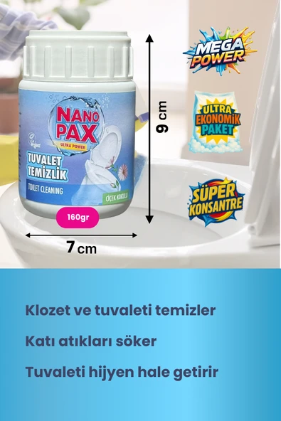TUVALET & KLOZET TEMİZLİK TOZU EKONOMİK BEBEK BOY 2 X 160GR - 5