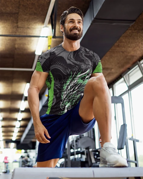 Desenli Antrenman ve Spor Forması, Halı Saha Forması, Nefes Alan Tişört, Yüksek Kalite Gym Tshirt - 5