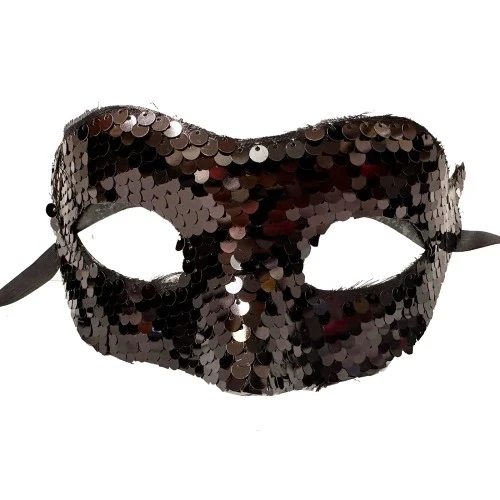 Payetli Venedik Balo Parti Maskesi Siyah - Resim 2