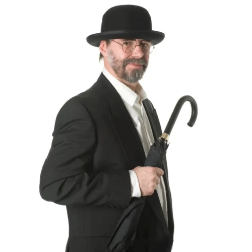 Siyah Renk Yetişkin Boy Retro Bowler Derby Şapkası 58 cm - Resim 3