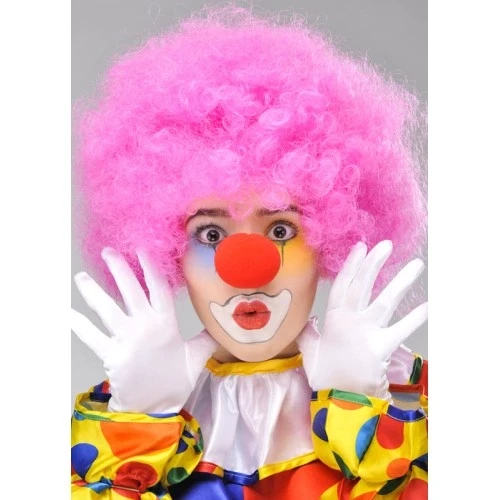 Pembe Renk Kıvırcık Bonus Peruk ve Kırmızı Burun Seti ürün görseli