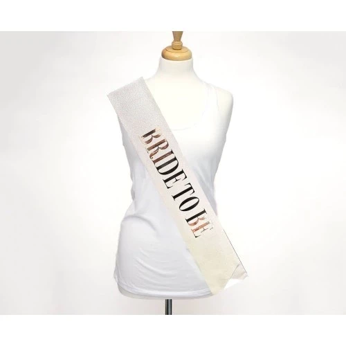 Beyaz Gümüş Bride To Be Simli Kuşak Kemer 10 cm - Resim 2