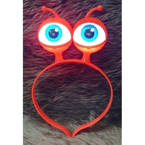 Led Işıklı & Pilli Uzaylı Göz Parti Tacı Kırmızı Renk - Resim 2