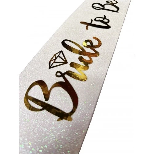 Altın Bride To Be Yazılı Beyaz Kuşak - Resim 3