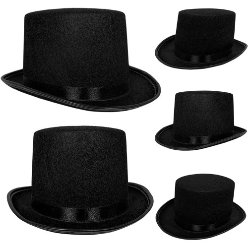 Yetişkin Boy Siyah Renk Keçe Sihirbaz Fötr Şapka - Resim 2