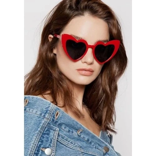 Kırmızı Renk Kalp Şekilli Parti Gözlüğü - Resim 2