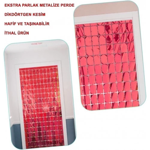 Ekstra Metalize Kırmızı Disko Kapı Perdesi - Resim 2