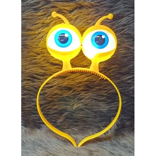 Led Işıklı & Pilli Uzaylı Göz Parti Tacı Sarı Renk - Resim 2