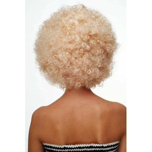 Altın Renk Kıvırcık Afro Parti Peruğu - Resim 4