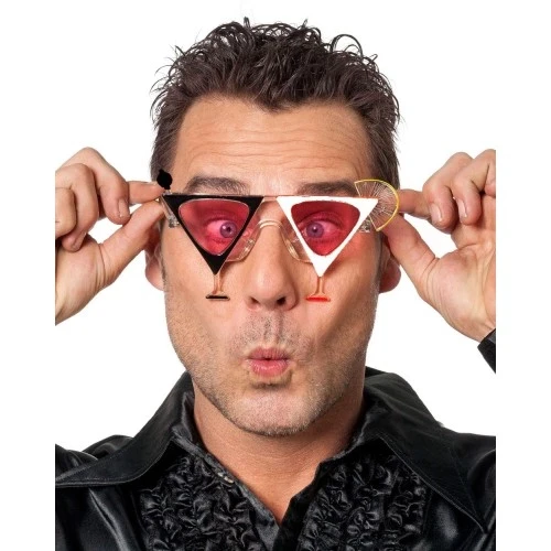 Siyah Beyaz Renk Martini Tasarımlı Parti Gözlüğü ürün görseli