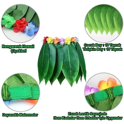 Tropikal Esintili Yapraklı Parti Eteği Çocuk Boy - Resim 3