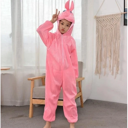 Çocuk Tavşan Kostümü Pembe Renk 4-5 Yaş - Resim 4