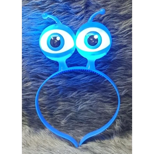 Led Işıklı & Pilli Uzaylı Göz Parti Tacı Mavi Renk - Resim 2