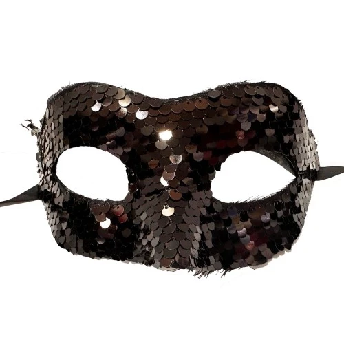 Payetli Venedik Balo Parti Maskesi Siyah ürün görseli