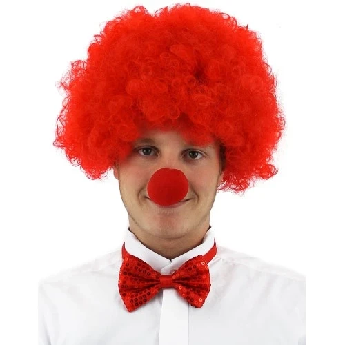 Kırmızı Renk Kıvırcık Afro Palyaço Seti - 1