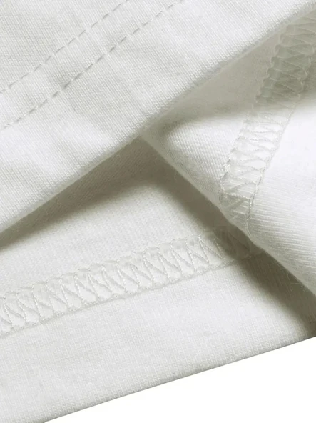 Baskılı Oversize Bisiklet Yaka T-shirt - Beyaz - Resim 4