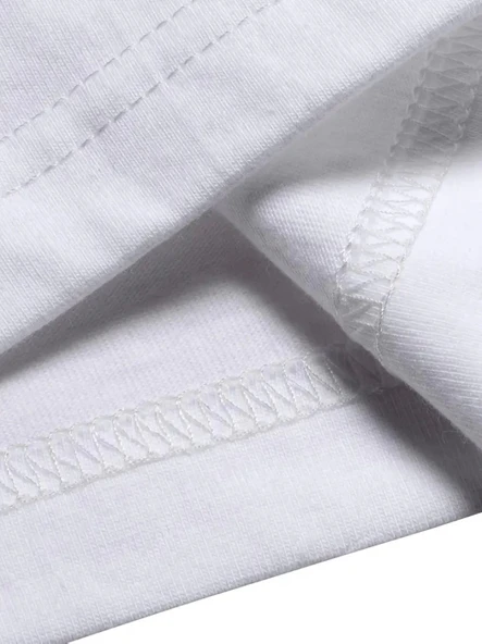 Baskılı Oversize Bisiklet Yaka T-shirt - Beyaz - 3