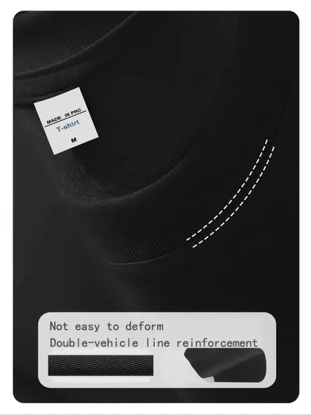 Baskılı Oversize Bisiklet Yaka T-shirt - Siyah - Resim 4