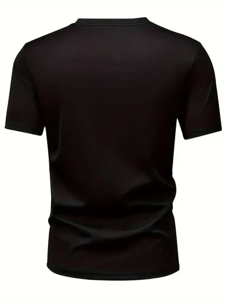 Baskılı Oversize Bisiklet Yaka T-shirt - Siyah - 2