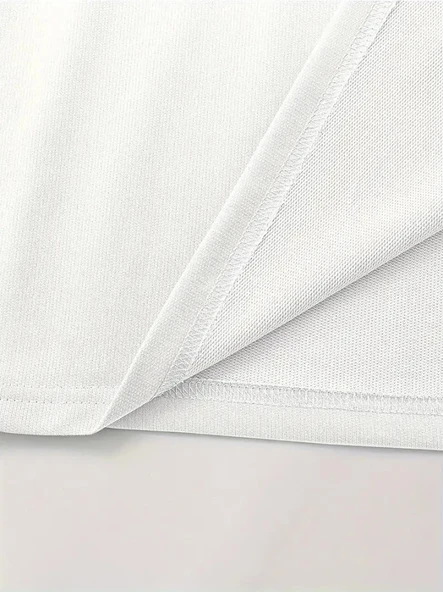 Baskılı Oversize Bisiklet Yaka T-shirt - Beyaz - 4