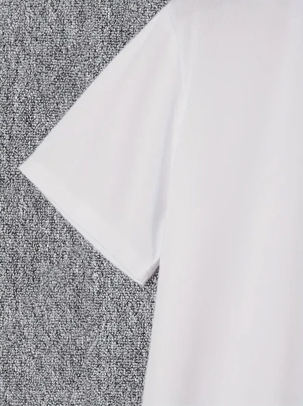 Baskılı Oversize Bisiklet Yaka T-shirt - Beyaz - 4