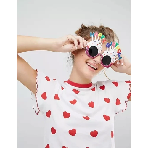 Happy Birthday Beyaz Fuşya Parti Gözlüğü - Resim 3