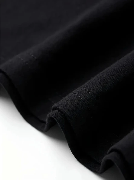 Baskılı Oversize Bisiklet Yaka T-shirt - Siyah - Resim 4