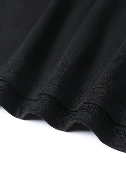 Baskılı Oversize Bisiklet Yaka T-shirt - Siyah - 3